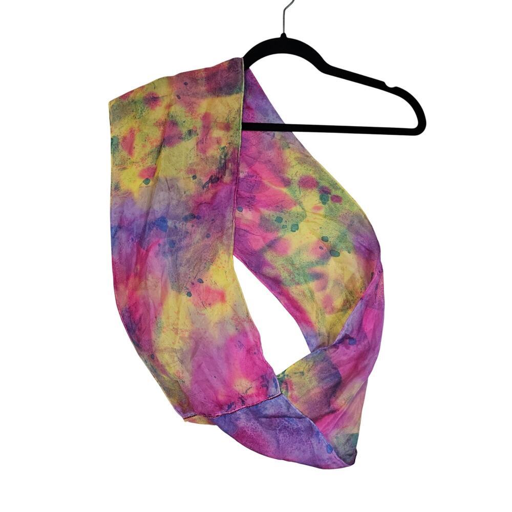 Hand Painted NWT Silk 100% scarf by Sister Sharon Havelak. Soft Lightweight Rare
